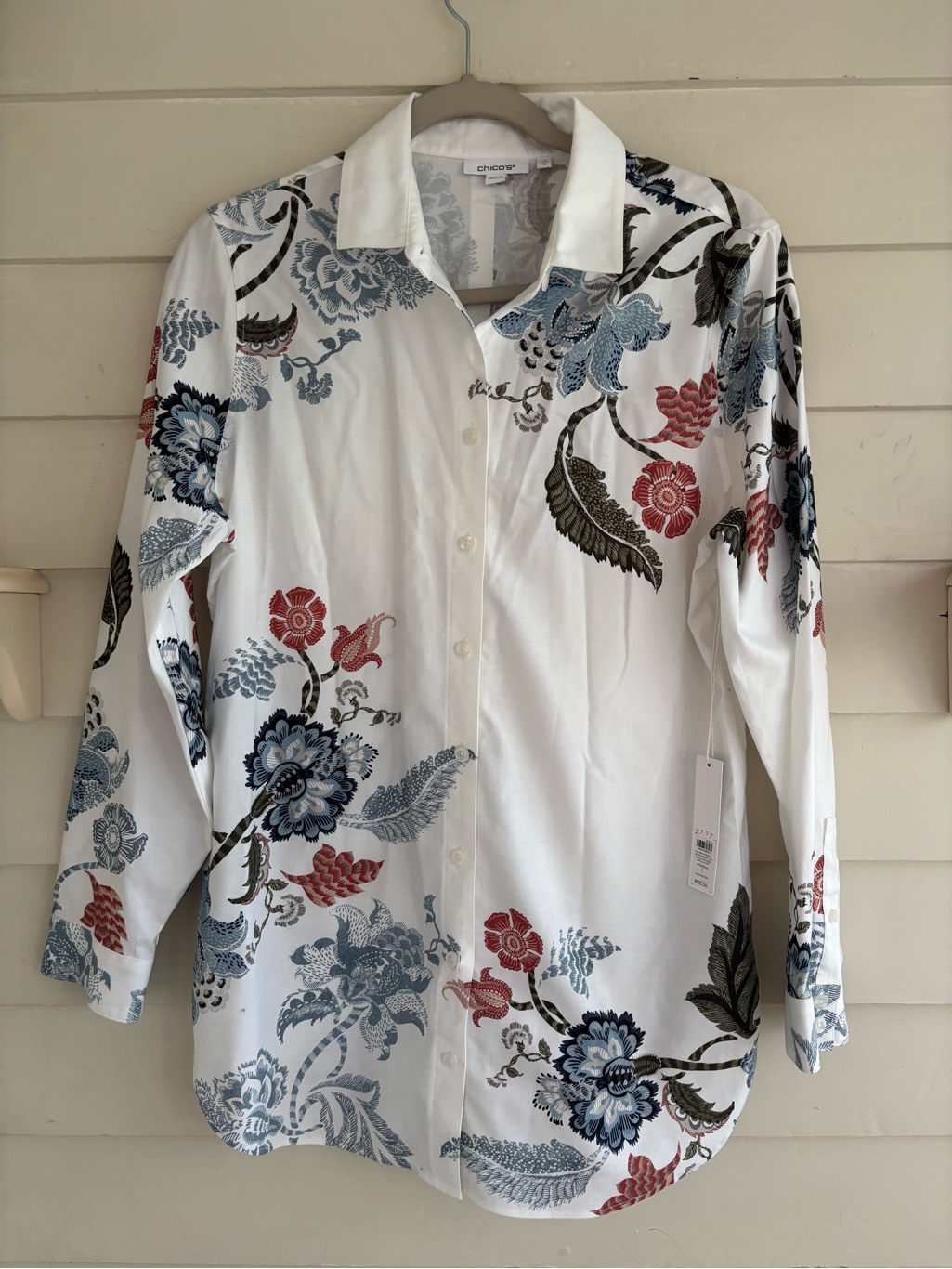Chico's Madura Medley Tunic 3/4 Sleeve Button Shirt Women’s 1 (Us 8) Nwt